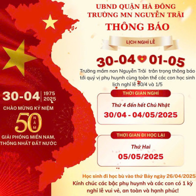 Thông báo lịch nghỉ lễ 30/4 và 1/5